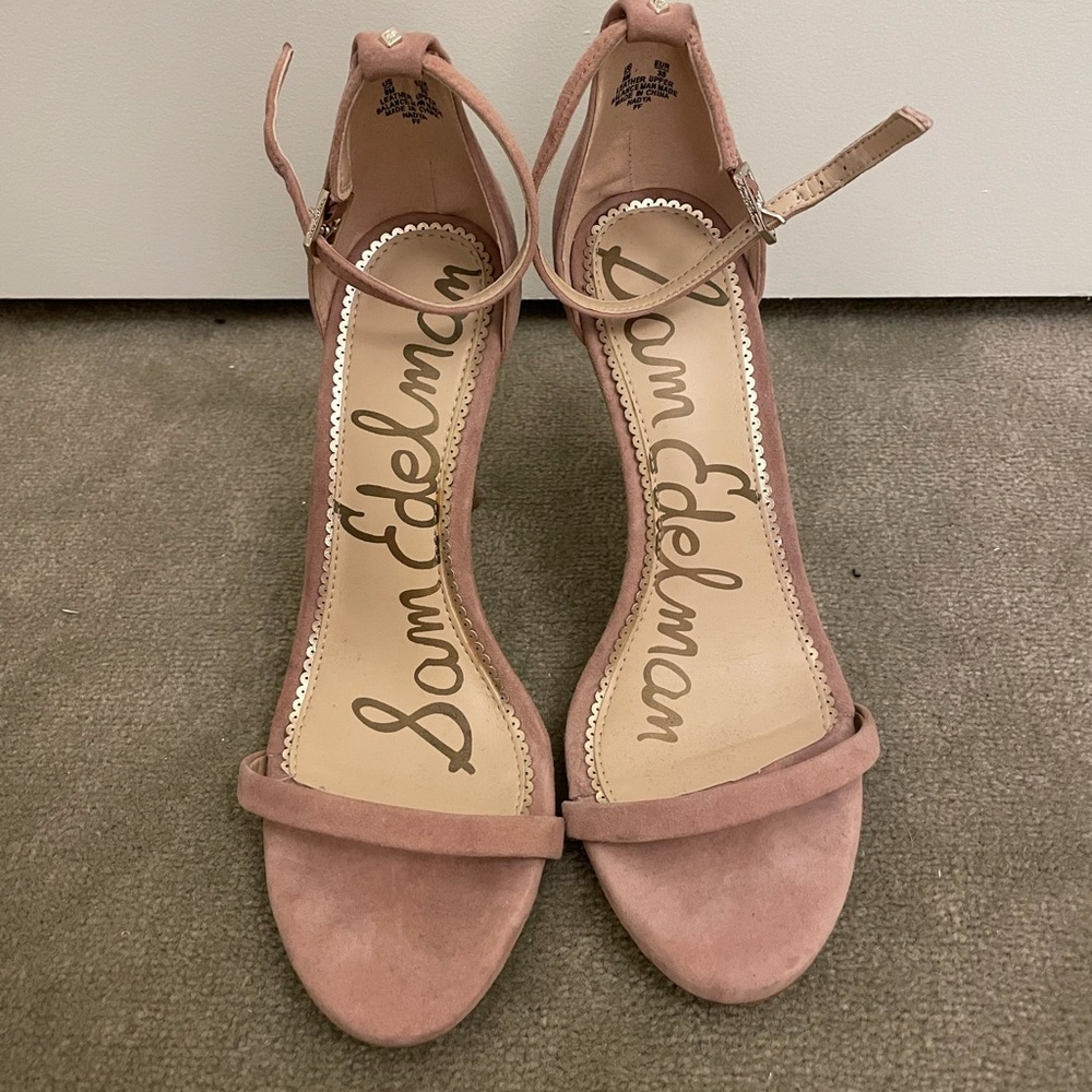 Mauve Pink Suede Sam Edelman Strappy Heels - 8 W